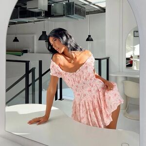 ANASTASIYA MINI DRESS PINK size 4 princess Polly ruffle dress floral romper cute